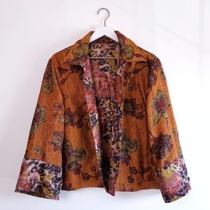 Reversible Floral and Animal Print Kimono Jacket